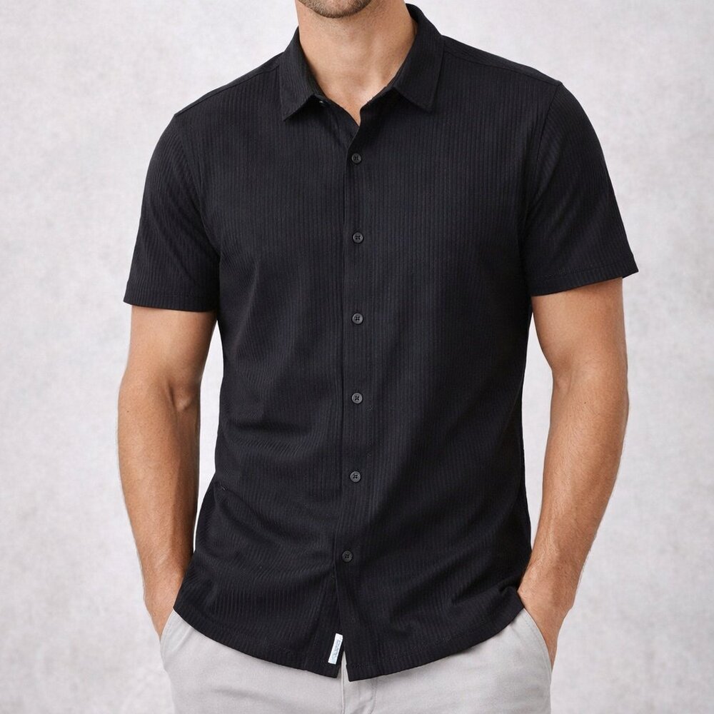 Civil Society Worley Black Casual Button Up Shirt Short Sleeve- Size Large